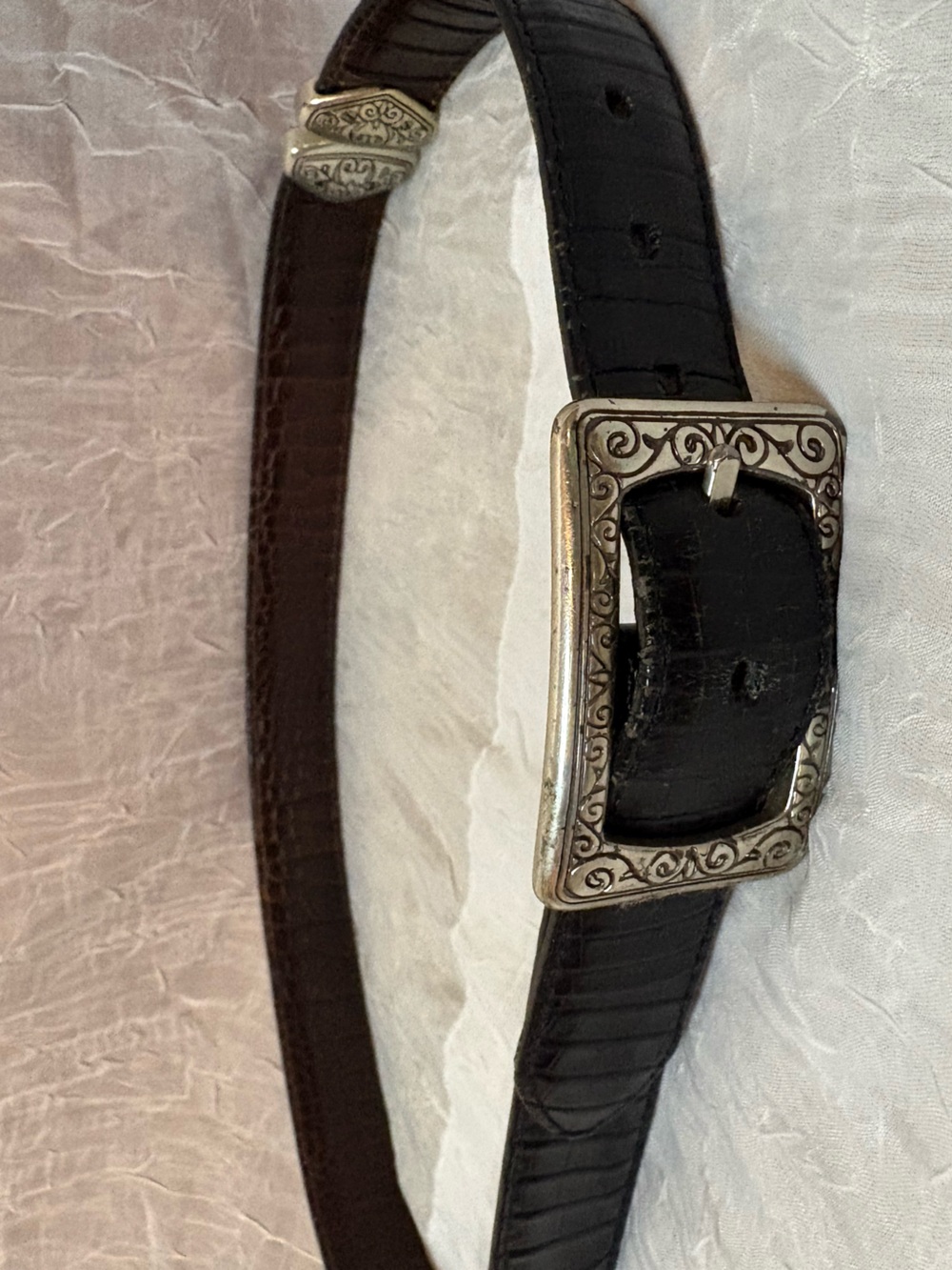 Brighton Marcus Reversible Black Brown Croc Leather Belt